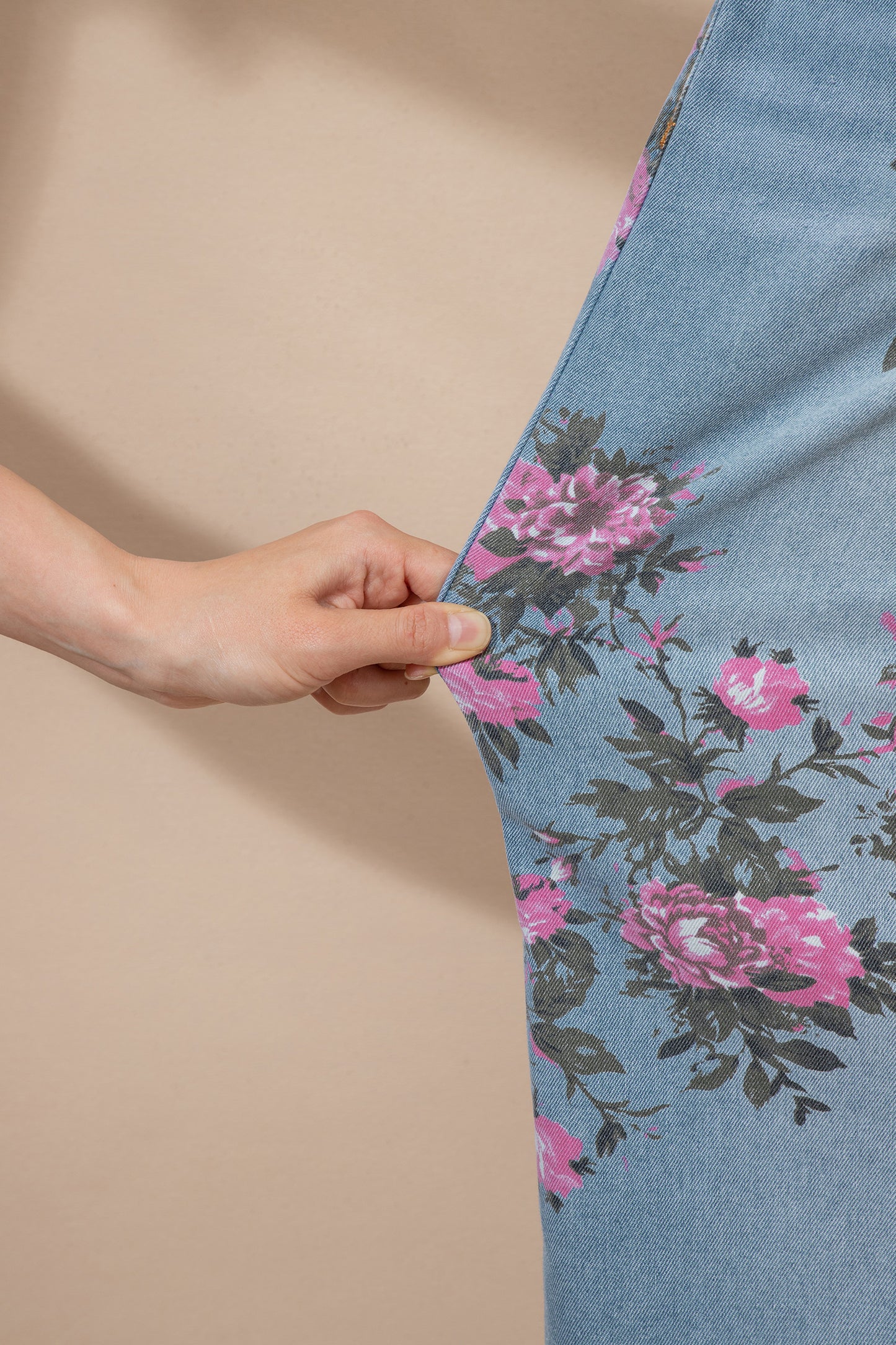 Sky Blue Garden Floral Print Bootcut Jeans