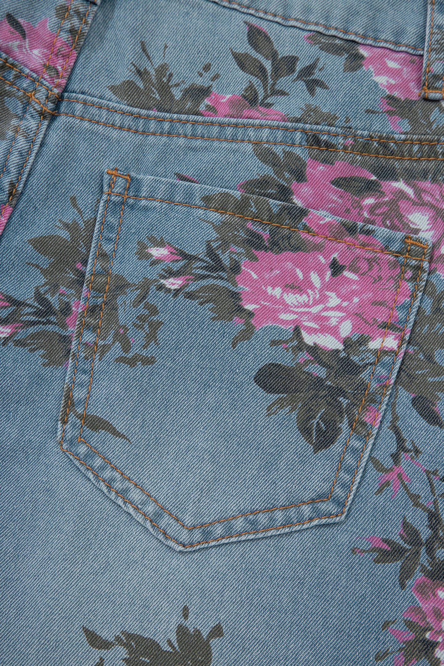 Sky Blue Garden Floral Print Bootcut Jeans