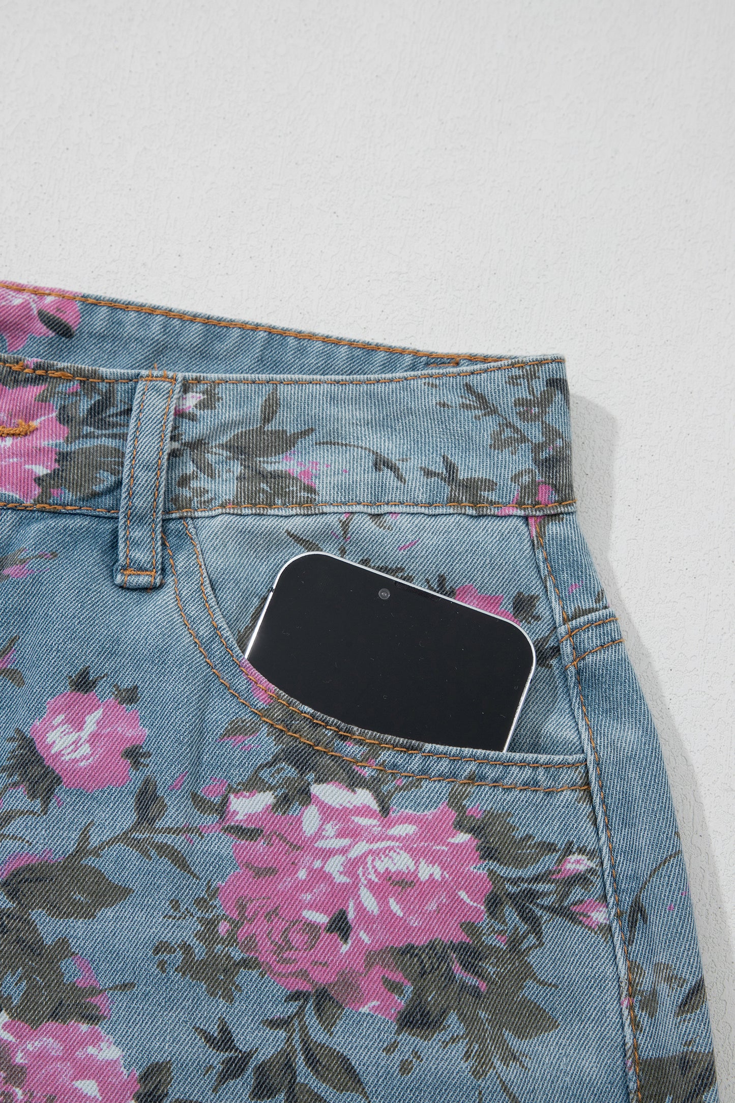 Sky Blue Garden Floral Print Bootcut Jeans