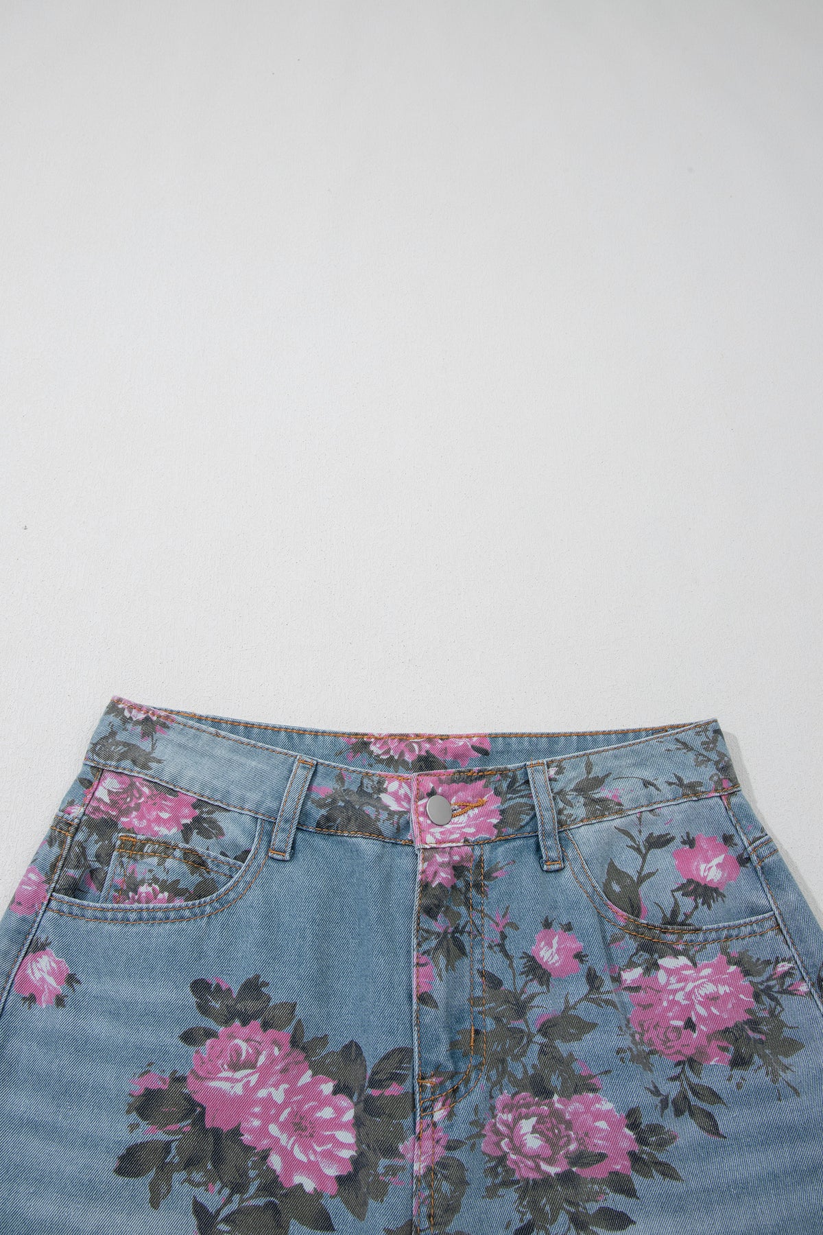 Sky Blue Garden Floral Print Bootcut Jeans