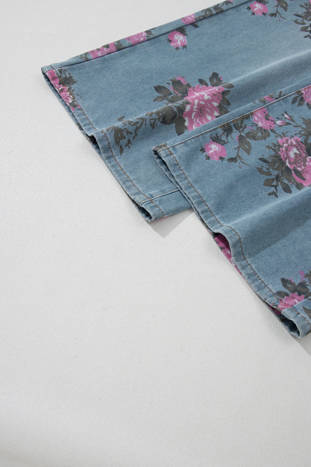 Sky Blue Garden Floral Print Bootcut Jeans