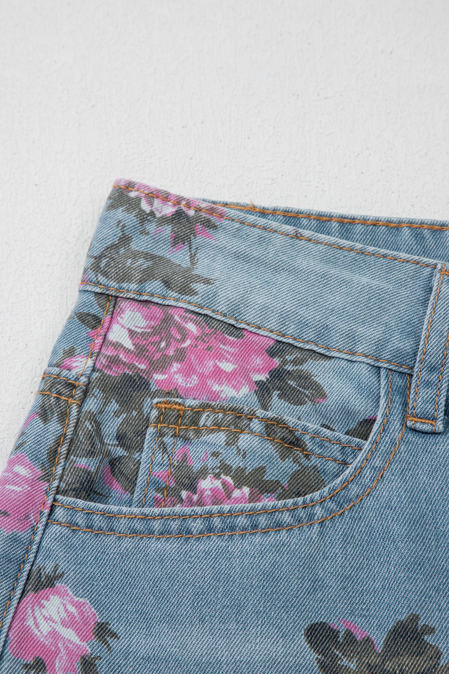 Sky Blue Garden Floral Print Bootcut Jeans
